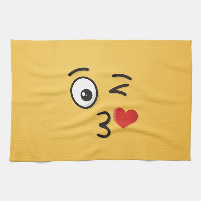Face Throwing a Kiss Kitchen Towel (Horizontal)