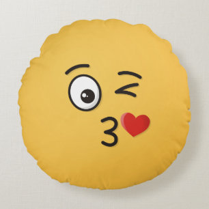 Face Throwing a Kiss Round Pillow