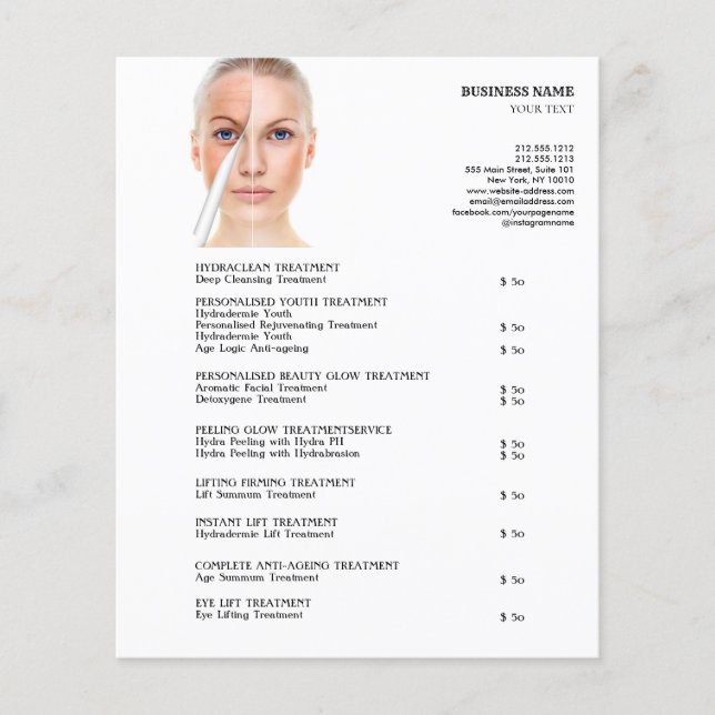 FACE TREATMENTS Beauty Salon 4.5"x5.6" Flyer (Front)