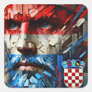 Face vibrant colors of the Croatian flag Square Sticker