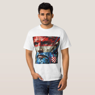 Face vibrant colors of the Croatian flag T-Shirt