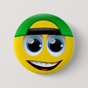 FACE WITH BACKWARDS CAP 2 INCH ROUND BUTTON