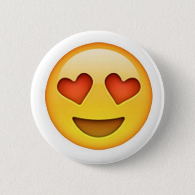 Face with heart shaped eyes emoji sticker 2 inch round button (Front)