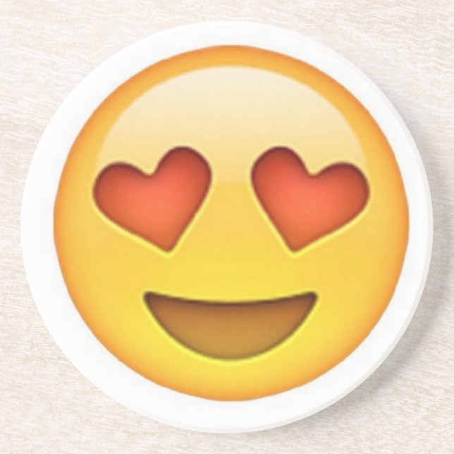 Face with heart shaped eyes emoji sticker coaster (Front)