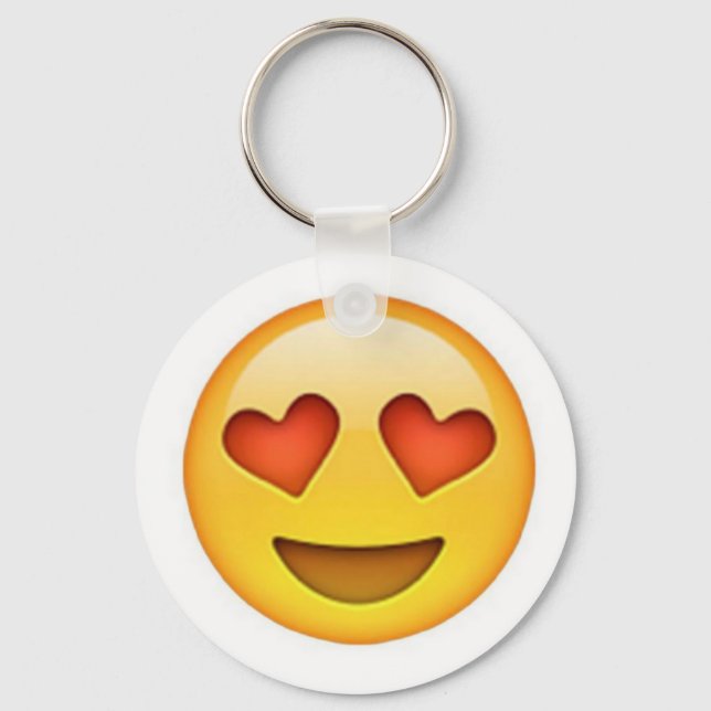 Face with heart shaped eyes emoji sticker keychain (Front)