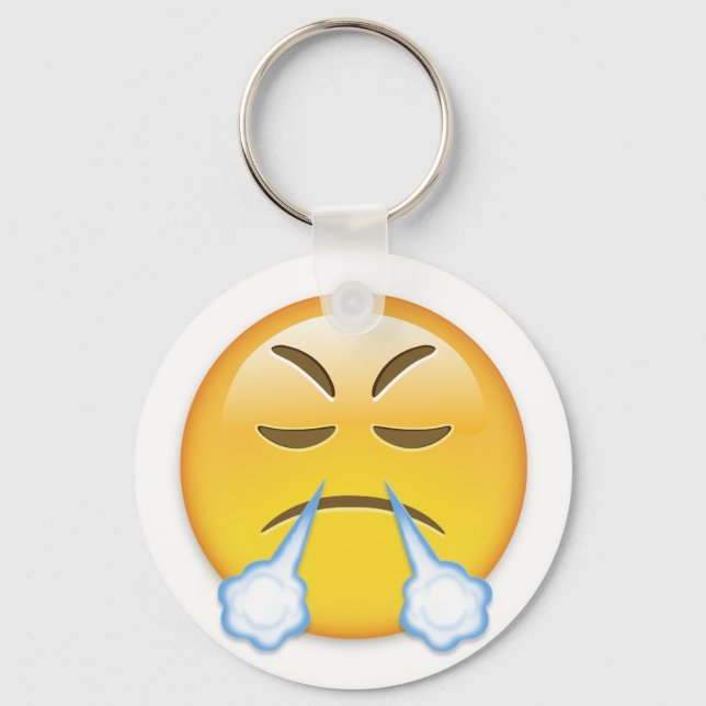 Face With Look Of Triumph Emoji Keychain (Front)