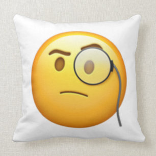 Face With Monocle - Emoji Throw Pillow