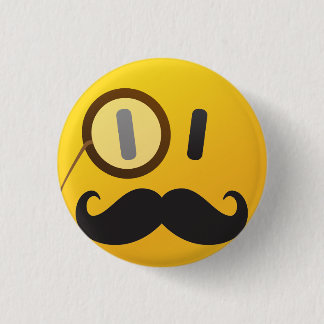 face with moustache 1 inch round button