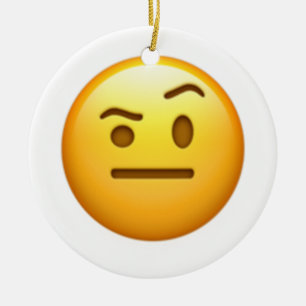 Face With One Eyebrow Raised - Emoji Ceramic Ornament