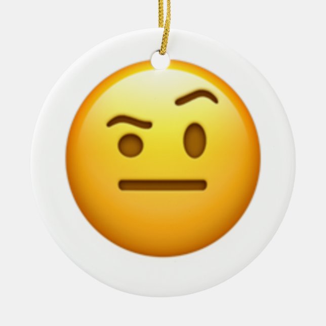 Face With One Eyebrow Raised - Emoji Ceramic Ornament (Front)