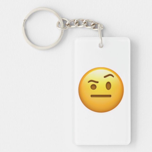 Face With One Eyebrow Raised - Emoji Keychain (Front)