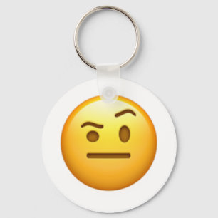 Face With One Eyebrow Raised - Emoji Keychain