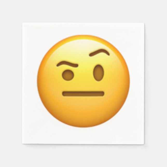 Face With One Eyebrow Raised - Emoji Napkin (Front)