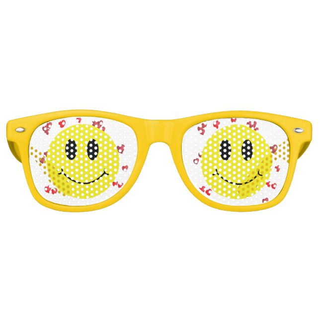 Face with Red Hearts Retro Sunglasses (Front)