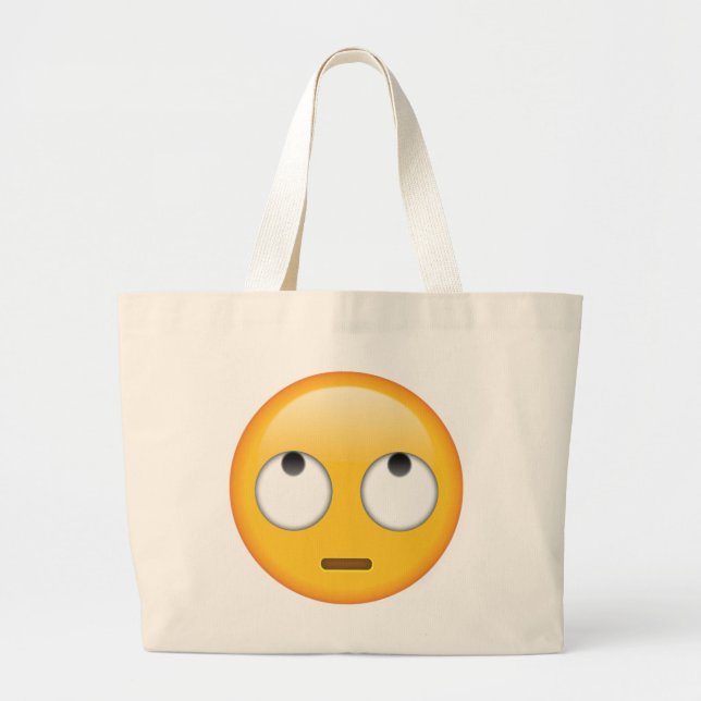 Face With Rolling Eyes - Emoji Large Tote Bag (Front)