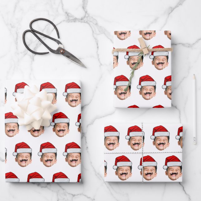 Face With Santa Hat  Wrapping Paper Sheet (Front)