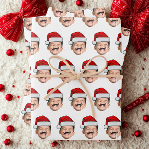 Face With Santa Hat  Wrapping Paper Sheet