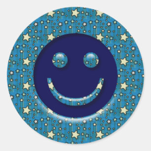 FACE WITH STARS CLASSIC ROUND STICKER