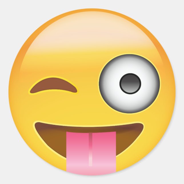Face With Stuck Out Tongue And Winking Eye Emoji Classic Round Sticker (Front)