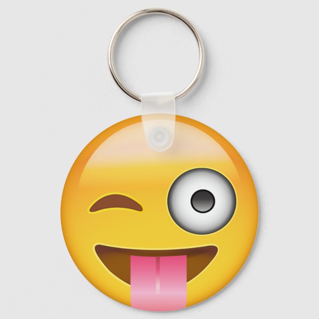 Face With Stuck Out Tongue And Winking Eye Emoji Keychain (Front)
