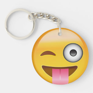 Face With Stuck Out Tongue And Winking Eye Emoji Keychain