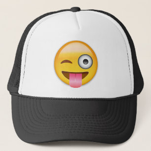 Face With Stuck Out Tongue And Winking Eye Emoji Trucker Hat