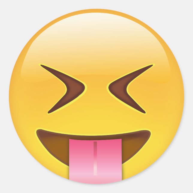 Face With Stuck Out Tongue & Tightly Closed Eyes Classic Round Sticker (Front)