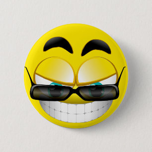 FACE WITH SUNSHADES 2 INCH ROUND BUTTON