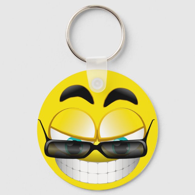 FACE WITH SUNSHADES KEYCHAIN (Front)