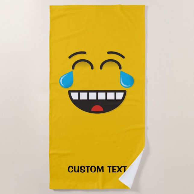 Face With Tears of Joy Beach Towel (Front)