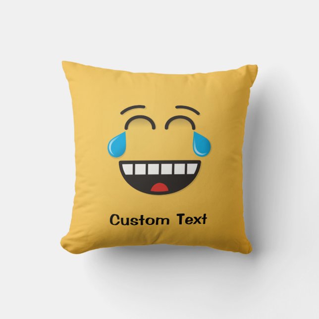 Face With Tears of Joy Throw Pillow (Front)