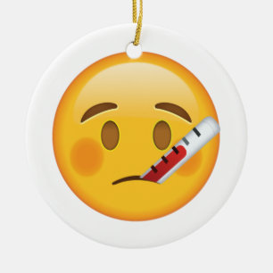Face With Thermometer - Emoji Ceramic Ornament
