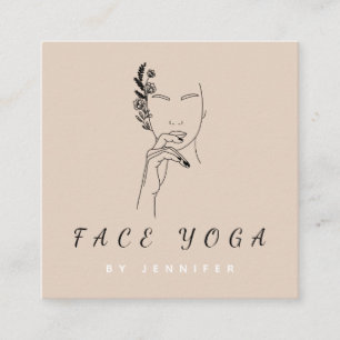 Face Yoga Pretty Botanical Female Face Wellness Square Business Card
