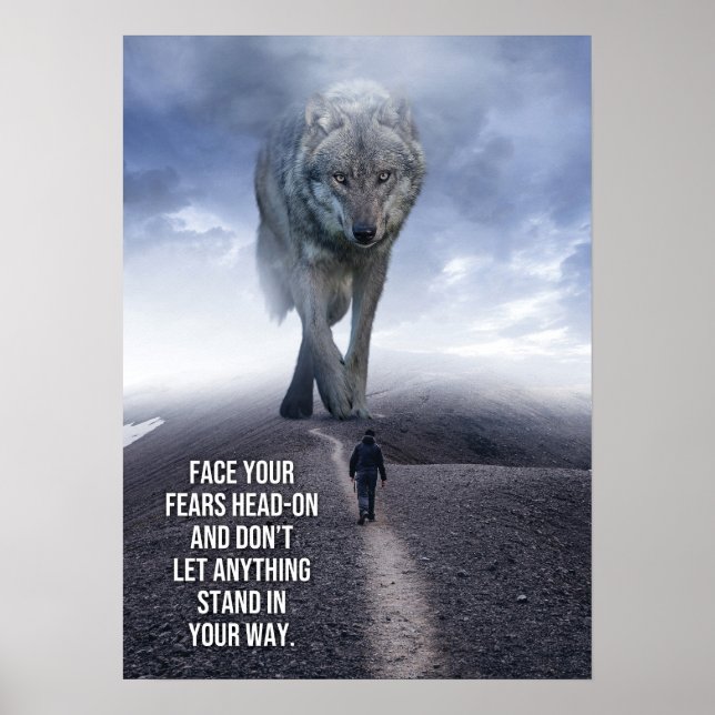 Face Your Fears - Wolf - Gym, Hustle Poster (Front)
