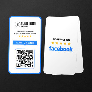 Facebook Business Review 5 Star Scannable QR Code Card