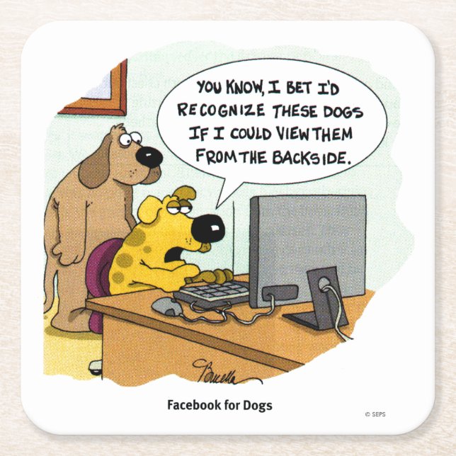 Facebook for Dogs Square Paper Coaster (Front)