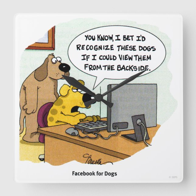 Facebook for Dogs Square Wall Clock (Front)