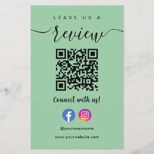 Facebook Instagram Qr Code Leave Us A Review Flyer