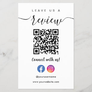 Facebook Instagram Qr Code Leave Us A Review White Flyer
