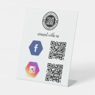 Facebook Instagram Social Media Connect with us Pedestal Sign