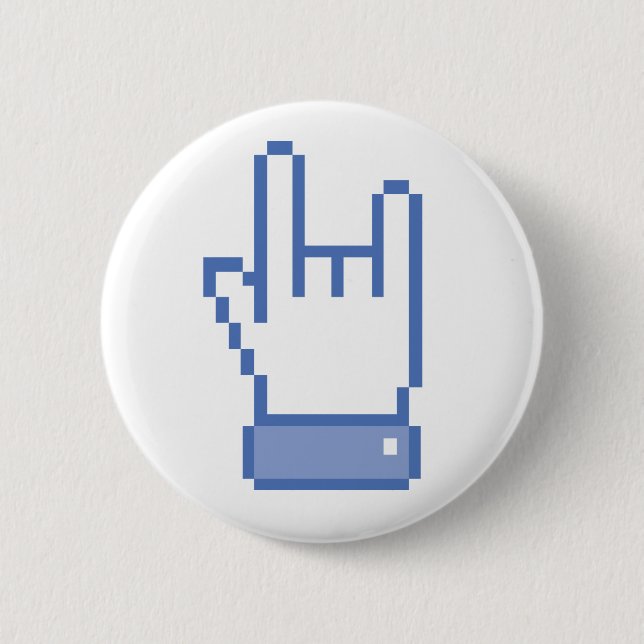 facebook like ROCK peace hand sign pixel graphic 2 Inch Round Button (Front)