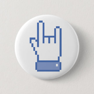 facebook like ROCK peace hand sign pixel graphic 2 Inch Round Button
