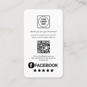 Facebook QR Custom Business Review Feedback Link Card