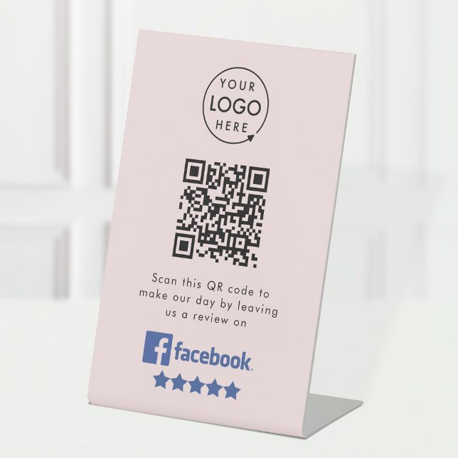 Facebook Review Request | QR Code Pink Business Pedestal Sign (Creator Uploaded)