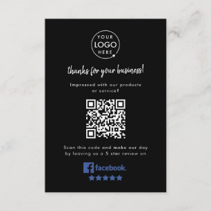 Facebook Reviews   Business Rating Link Black QR Enclosure Card