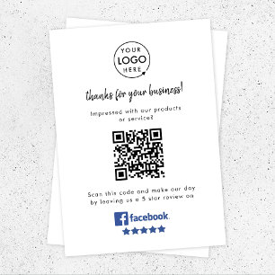 Facebook Reviews Business Review Link QR Code Enclosure Card