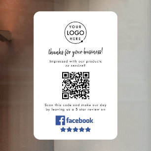 Facebook Reviews Window Cling   QR Vinyl Decal