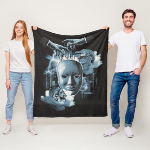 Faceless - Techno-Goth Streetwear Design Fleece Blanket