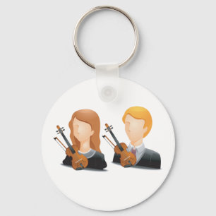 Faceless Violin Players Duo Musician Couple Keychain