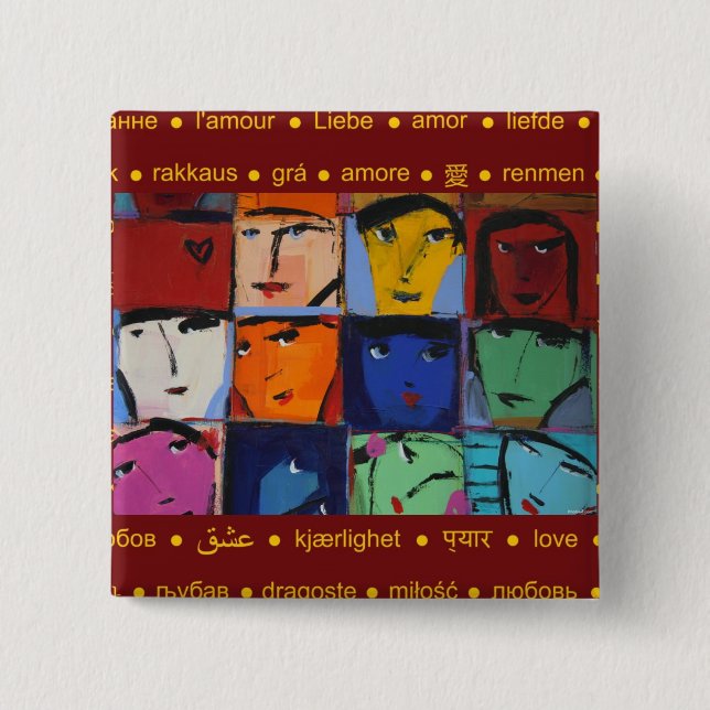 Faces 2 Inch Square Button (Front)